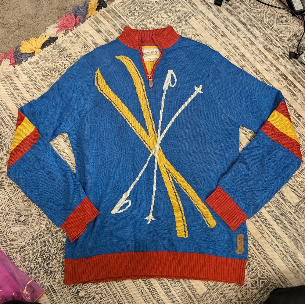 Tipsy Elves Blue and Red Zip-Up Sweater